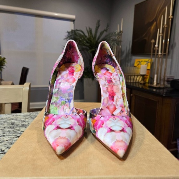 NEW Christian Louboutin Iriza 100 d’Orsay Pump in Silk Floral Print Size 37 - Picture 3 of 12